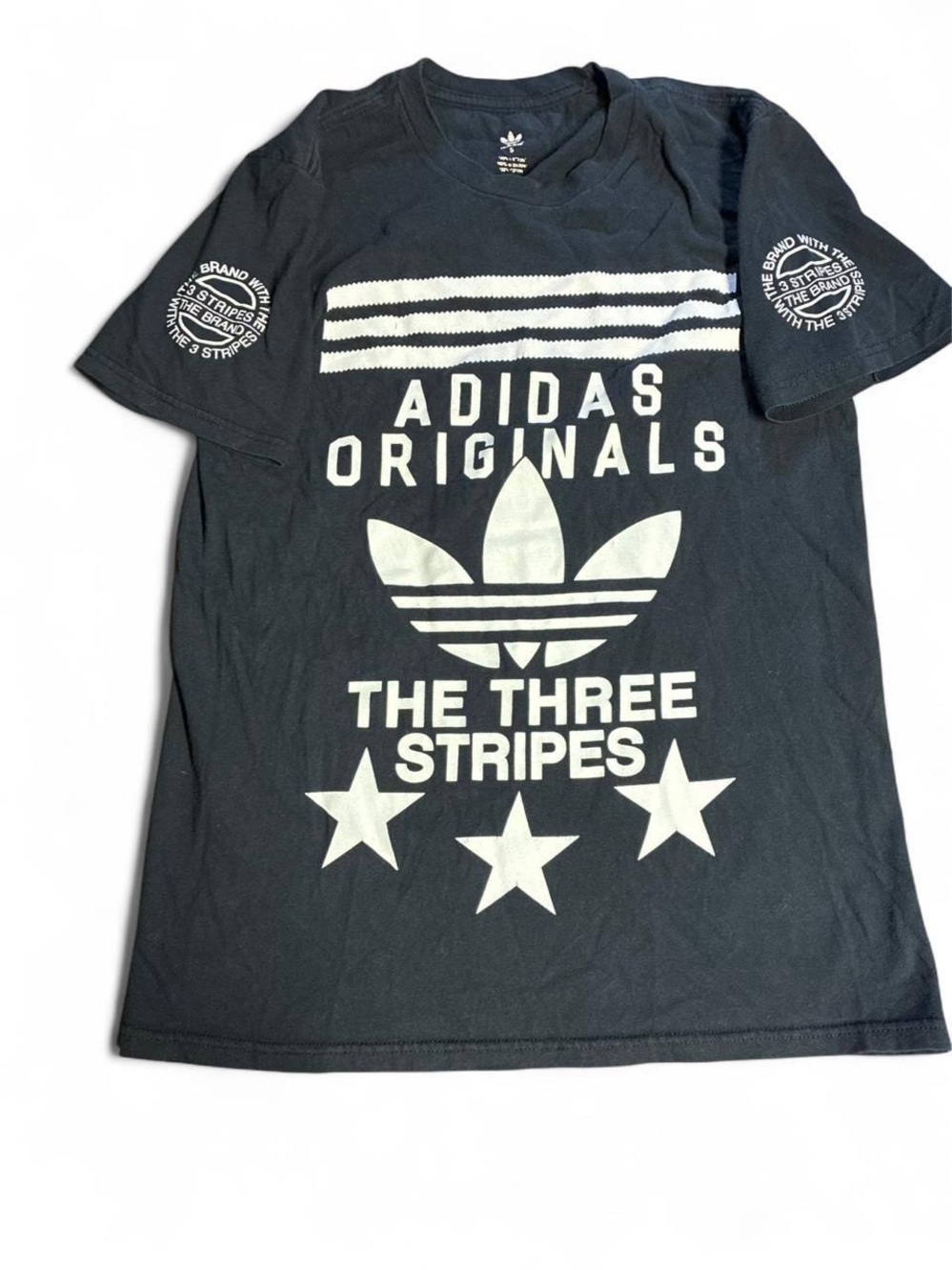 adidas Black and White 'The Three Stripes' Graphic Tee